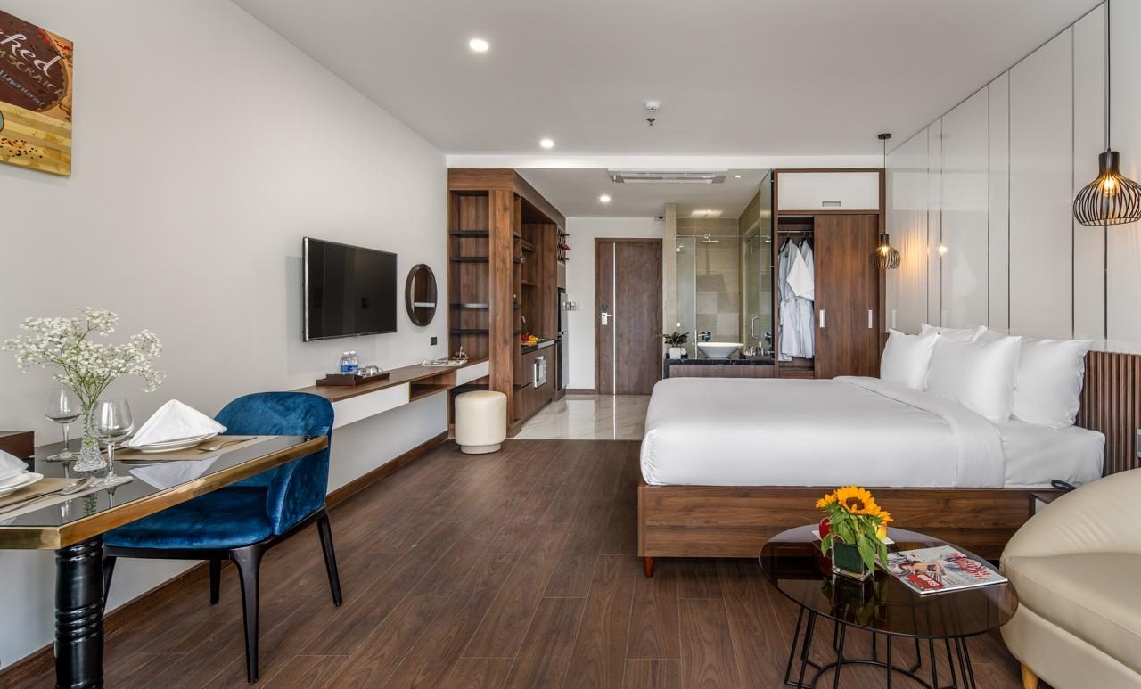 Studio balcony with city view at Sharon Hotel & Apartment